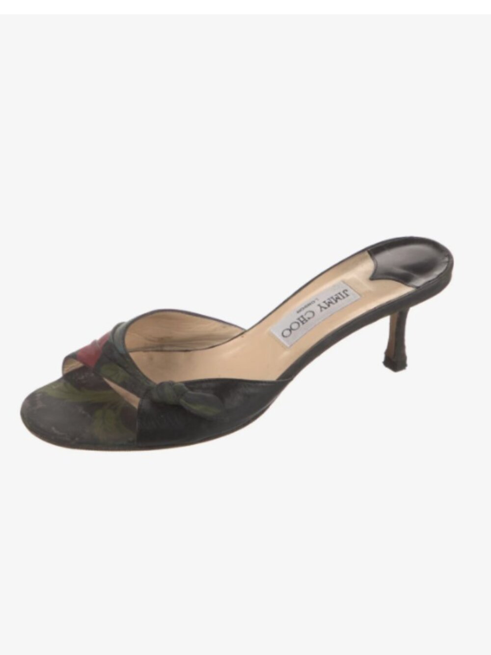 Jimmy Choo Dark Floral Open Toe Heels